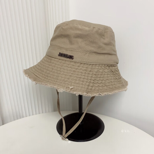 Koreanische Version Ins Feste Farben Stämme Buchstaben Großer Rangfischer Fischer Hut Frauen Frühling und Sommer im Freien Tether Sun Wanderwanderung Sonnenschutz Hut Beige (54-57,5 cm)