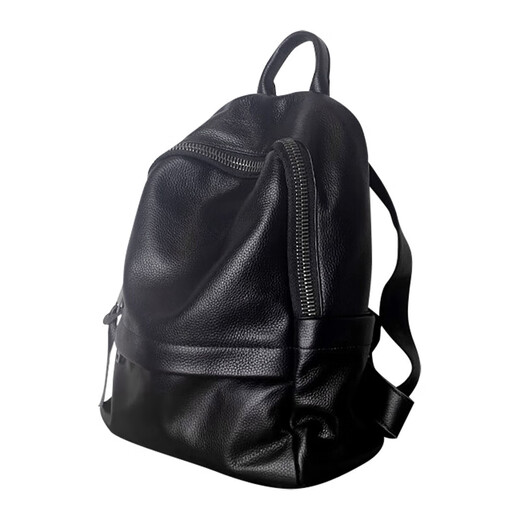 OULUCHI (OULUCHI) Cuir sac à dos 2025 Nouvelle couche de tête de grande capacité Cowe Cowe Fowting Business Trip Sac à dos En cuir en cuirbag de classe Black 33 * 14 * 38cm