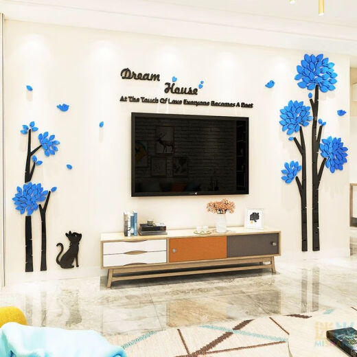 Creative Dandelion TV Fondo de pared Sala de pared Decoración de la pared del dormitorio Diseño del dormitorio 3D Autoadhesivo tridimensional 3294B Sky Blue Big