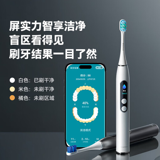 ROAMAN Bear smart screen electric toothbrush with tooth surface recognition, recommended by dentists for deep cleaning, whitening and gum protection, as a birthday, Christmas and New Year gift for male and female friends, T10Pro Gray
