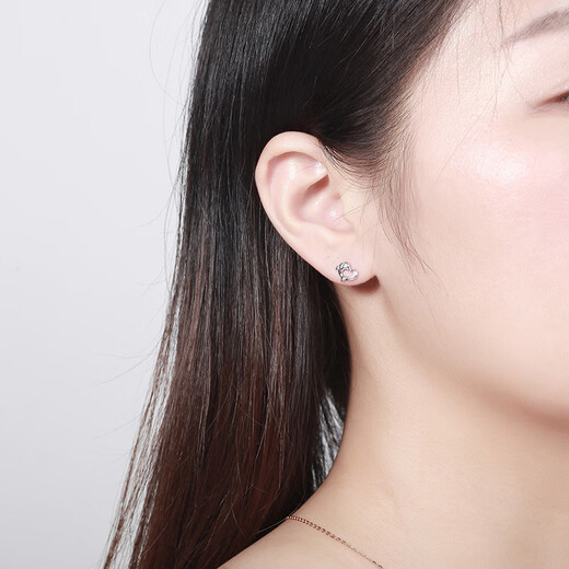 RHM platinum dolphin love earrings for women platinum heart-shaped niche high-end earrings birthday and Valentine's Day gift for girlfriend Platinum dolphin love earrings + certificate + gift box