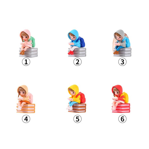 GELUN MIGN CARTONE BURANT CHARGET SMELLES ORNAGENTS CRÉATIVE OFFICE CÉRIENNE Mini couple Micro Landscape Decorations Deux personnes portant des sacs d'école