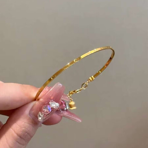 Shunfusheng SOENFUSE extremely fine solid 18k gold bracelet for women, light luxury niche design, simple and versatile, exquisite hand jewelry that does not fade, extremely fine gold bracelet