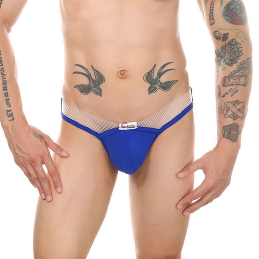 Men's sexy underwear can be sexy underwear thong men's sexy new style gay lesbian ice silk 2XL sapphire blue