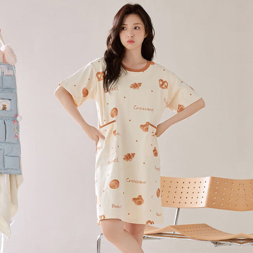Palando Pajamas de mujer de algodón puro con almohadilla de la almohadilla del pecho de la piel suave de la manga corta en el verano pijama de moda en casa fuera de pa-yx-women-x12529 m