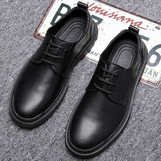 UETEEY2025 autumn and winter leather shoes men casual British Martin boots men real I leather Korean style trendy work shoes low top men's shoes 100 brown 9922 44