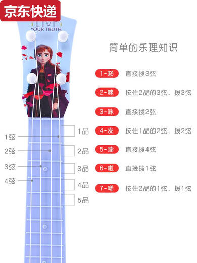 ZKHE手提琴小吉他儿童艾莎尤克里里玩具女孩爱莎公主可弹奏音乐初学者 推荐冰雪中号吉他送拨片