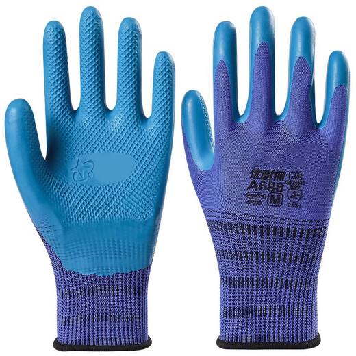 Handschuhe Youngaibao A688 Arbeitsschutz Latex Spezial Wear-Resistant Atmable Work Factory Site Spezielle Arbeitsschutzhandschuhe E 10 Doppel A688 L Code Blue Large Code
