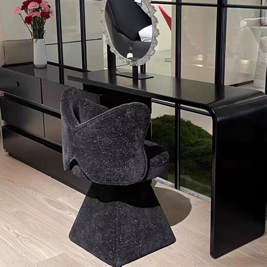 Tangke dressing table stool light luxury high-end designer butterfly chair rotatable girls bedroom cloakroom French makeup chair butterfly chair starry sky black rotatable