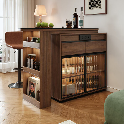 Ouyue light luxury slate solid wood retractable bar table dining table wine cabinet integrated home living room customizable sofa partition side cabinet slate bar + upper cabinet 0.8m