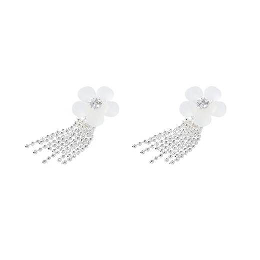 Sancai 2025 new flower tassel earrings S925 silver needle light luxury zircon fairy niche earrings for relaxed women silver 2 pieces