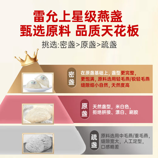雷允上燕窝干盏干燕窝100g6星特级燕盏【密盏】马来进口溯源