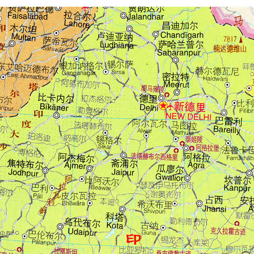2024新款 印度斯里兰卡巴基斯坦等国家地图中文版 墙贴交通海报 印度斯里兰卡巴基斯坦等国家地图 13590(较大)相纸材质(有配送双面