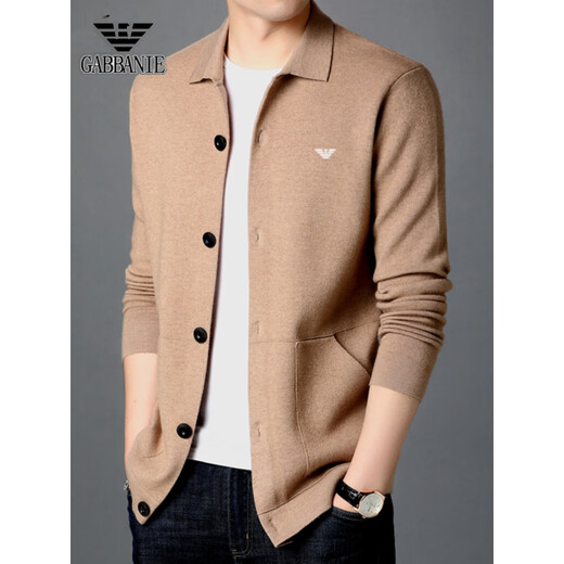 Emporio Armani cardigan men's cardigan Korean style trendy casual lapel sweater sweater thick coat black 7721 M 165 [recommended 95-120 Jin [Jin equals 0.5 kg]]