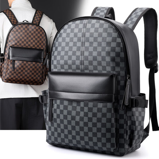 Coach même style sac à dos pour la mode masculine pour hommes pour hommes plaid décontracté plaid grande capacité version coréenne de voyage sac à dos étudiant schoolbag marron plaid 30 * 13 * 45