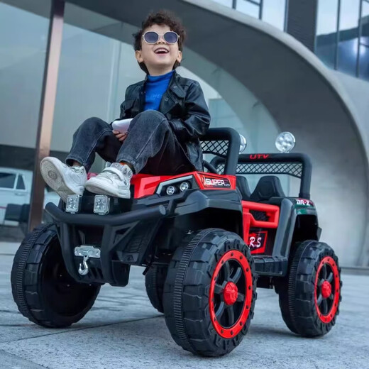 New children's electric car with remote control four-wheel drive off-road vehicle that can sit on baby car and child toy car white + four-wheel drive + remote control / swing + Bluetooth / pull rod