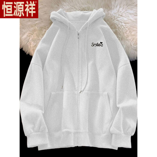 Hengyuanxiang Velvet Cardigan simple para mujeres en otoño e invierno 2025 Nueva chaqueta con capucha impresa casual de moda