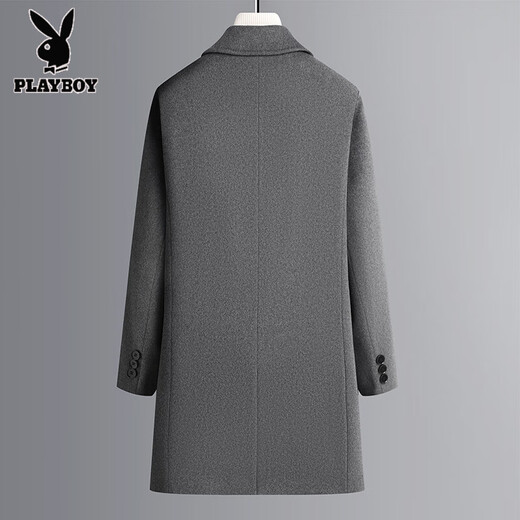 
Playboy [Down Bottom] Woolen Coat Men's New Winter Lapel Jacket Thickened Warm Woolen Trench Coat Gray [Hot Sale] L
