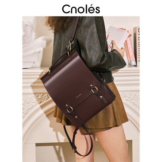 Kouyi Cnoles Kouyi retro college style backpack for women 2025 new schoolbag female college student large capacity commuting bag latte brown
