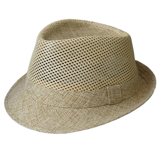 BRH summer vacation gentleman's hat for men, breathable, middle-aged and elderly outdoor travel straw hat sun protection straw sunshade hat hemp natural color M size (57cm)