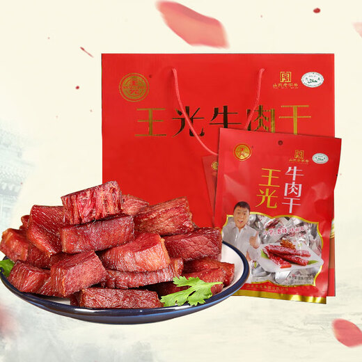 Wang Guang Wang Guang Beef Boeuf Jerky Shandong Cao County Specialties 6 Sacs 828g Boîte à vide Vas Sac Open-Snack Snack Boed Box 828 * 6