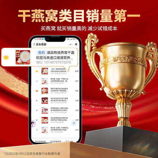 滋品物语燕窝干盏印尼马来进口溯源营养补品燕窝孕妇产后滋补节日礼品盒 【金标系列】疏盏50g（10盏）