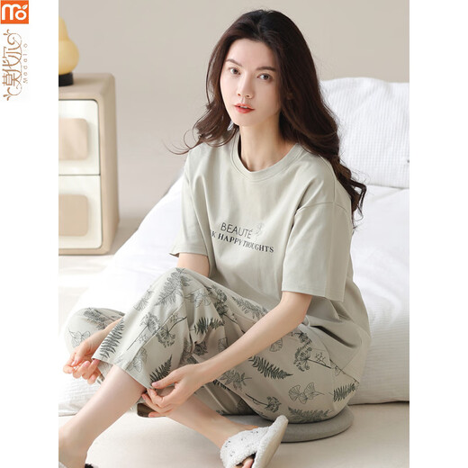 莫代尔睡衣女夏季2025年新款全棉套装短袖卡通长裤韩版可外穿家居服 Y9717 M (建议75-95斤)