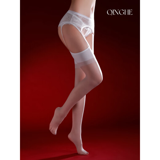 Qinghe Shy 3D sexy lace garter stockings black stockings all-in-one temptation stockings pure desire white stockings black with feet type 2 pairs M 3D-One size fits all 150~175c