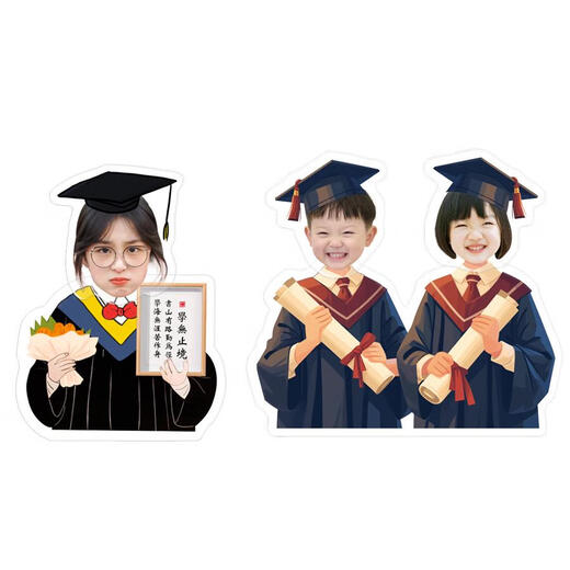 三栖虎学习激励桌面摇头摆件diy定制照片娃娃学生幼儿园中高考毕业立牌 摇头单人897款太阳能电池双用款
