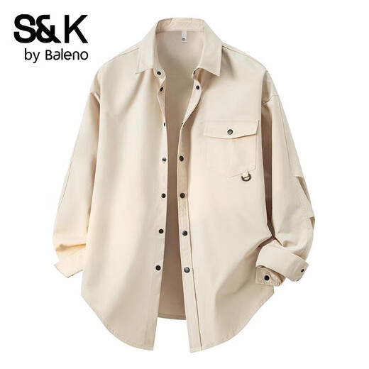 Baleno S&K black long-sleeved shirt men's spring and autumn new loose Japanese lapel shirt casual handsome jacket black regular XL