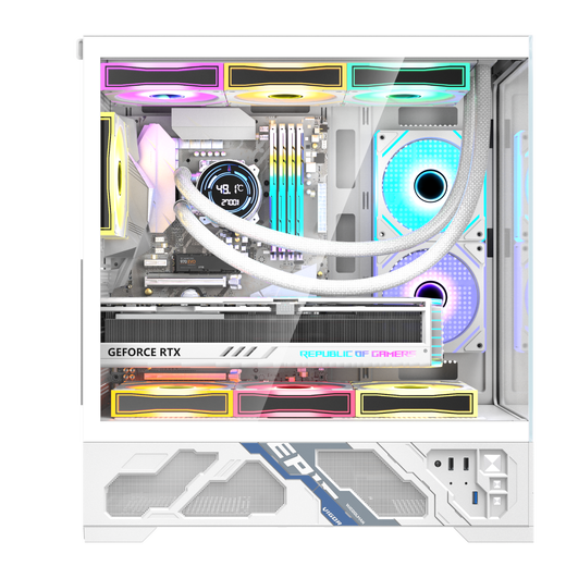 Wanjia Millennium ATX digital display version column-free sea view room chassis ATX motherboard 360 water-cooled desktop computer chassis temperature digital display 9 fan position large board 50 series long graphics card Millennium ATX standard white (digital display version)