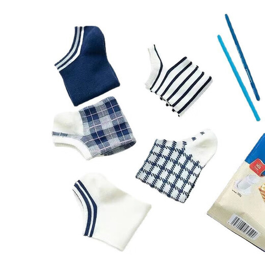 Spring and summer hot socks for women, low houndstooth retro men's short tube Japanese shallow mouth invisible boat socks wholesale, one pair of five colors, a total of 5 pairs [houndstooth]