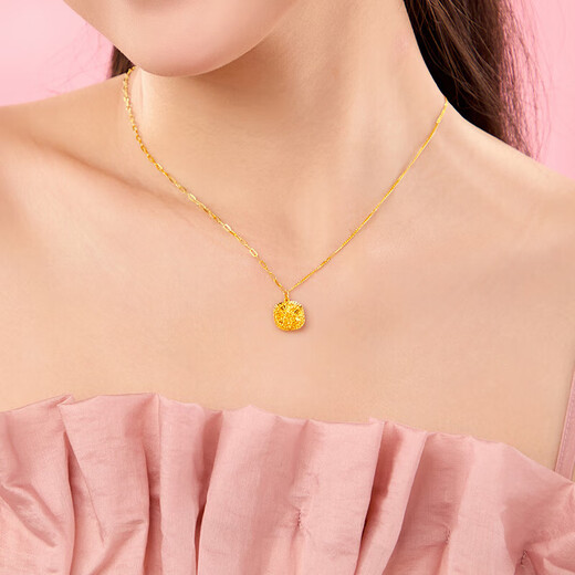 Only double gold brushed sweet sugar cube pendant 999 pure gold sparkling light luxury necklace girlfriend holiday gift 0.8g small sugar cube pendant (free necklace)