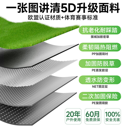 Linya high-end artificial lawn outdoor fake turf green carpet plastic mat outdoor landscaping balcony courtyard court 3cm-5D upgraded extra dense spring grass-black back 3 meters wide X 8 meters long