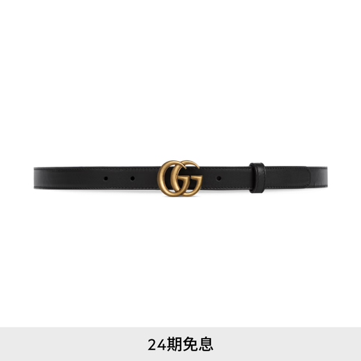 GUCCI古驰GG Marmont系列窄版腰带2厘米宽 黑色 80cm