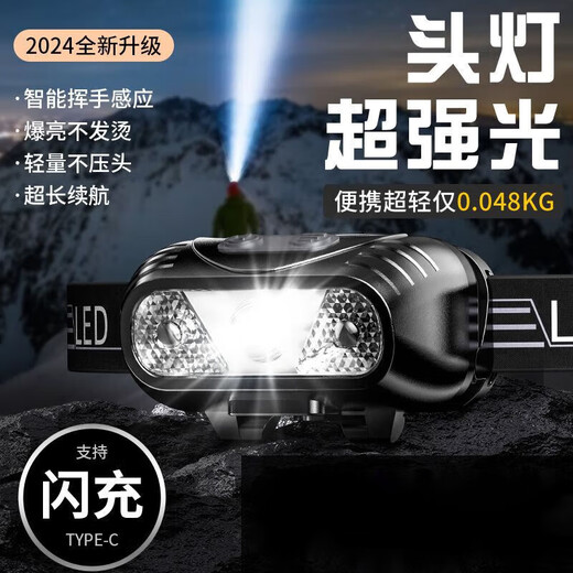 Fischereischeinwerfer haben eine lange Batterielebensdauer von 60 Stunden LED Super hell helles starkes Licht wiederaufladbarer Kopfmontierinduktion Taschenlampe ausschließlich induzierte Superhelle 698 V Standby 93 Tage