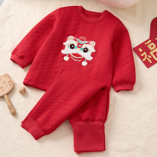 Tongtai (TONGTAI) baby autumn clothing set autumn and winter pure cotton warm baby clothes children's high-waist autumn pants Golden Lion Xianrui 90cm