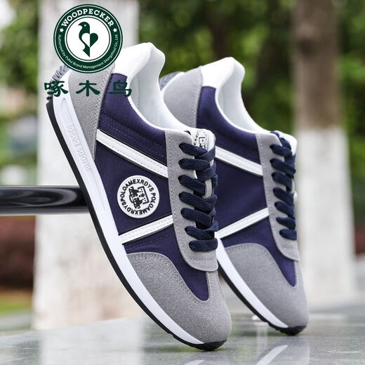 Woodpecker men's casual shoes men's shoes summer 2025 new breathable canvas casual clothes shoes ultra light soft sole sports shoes trend AW9902 blue cloth style 42 size is small, one size larger