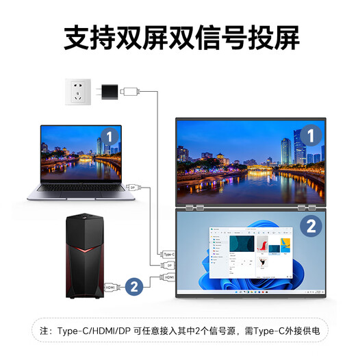 雕塑家23.8英寸4K超清显示器双屏可折叠 100%sRGB色域10bit滤蓝光 电脑办公笔记本炒股扩展副屏MU24LT