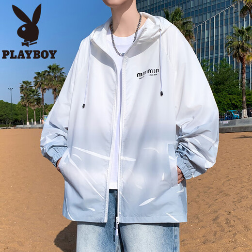 Playboy (Playboy) Couleur de dégradé Ice Ice Silk Scred Vêtements pour hommes en été léger et respirant des vêtements de crème solaire pour les adolescents manteau d'été 6629 Blue M (environ 80 ~ 100 Jin [Jin est égal à 0,5 kg] peut être usé) peut être porté)