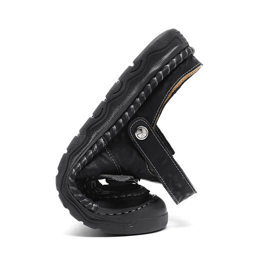 Sandals pour hommes à la mode des sports extérieurs Portez des chaussures décontractées à toe-toe 2025 Nouveaux chaussures de plage pour hommes respirants Gris [cuir microfibre A673] 39