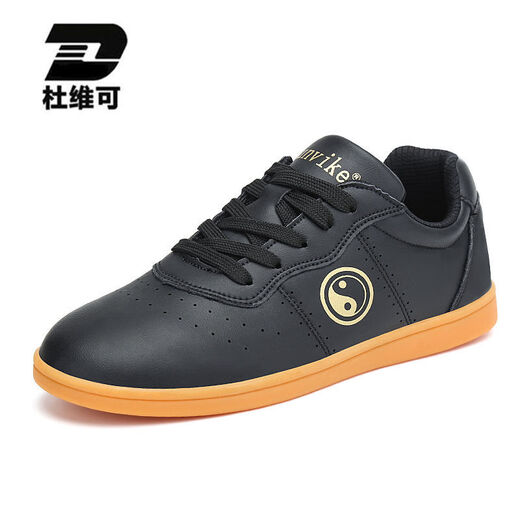 Du Weike four-season Tai Chi shoes for women, men's cow tendon sole genuine leather Tai Chi practice martial arts sports shoes breathable 9789 black [soft cowhide] 36 (same style for men and women, standard size)