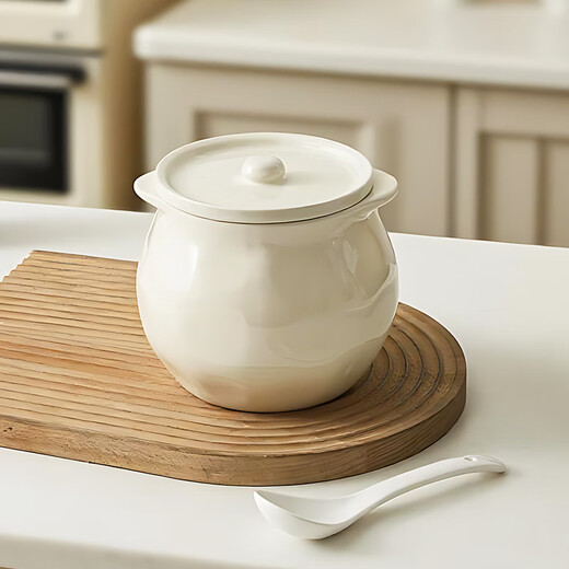 Linion ceramic lard jar 1200ml household kitchen high temperature resistant seasoning jar with lid chili oil jar oil salt jar seasoning jar