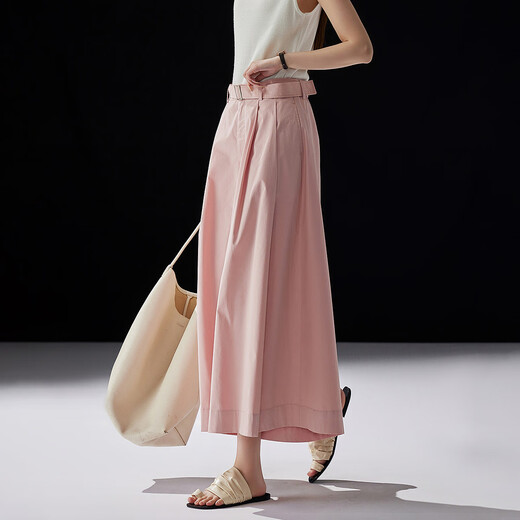 Demana [nude experience series] summer comfortable style pure cotton nine-point pants belt wide-leg chants pleated women's casual pants