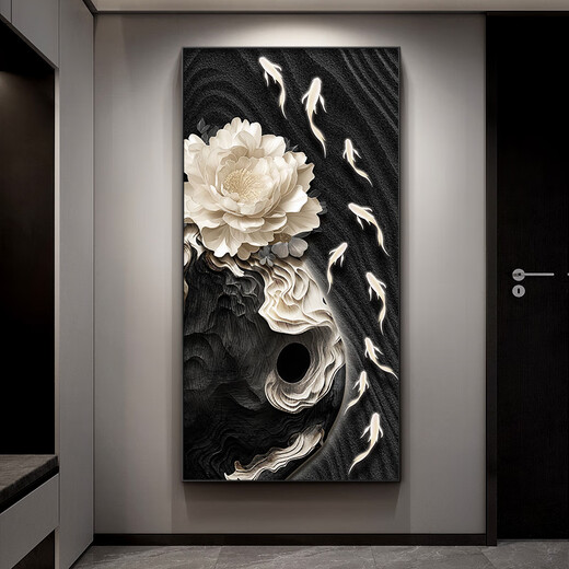 TURBOSUN porch hanging paintings face the entrance door with high-end three-dimensional western wall Jiuyu picture porch decoration painting hanging directly opposite the door Jiuyu Fengnian C 60*12035mm+transparent golden frame