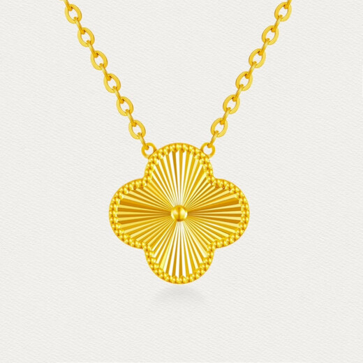 Ji Bochi gold-plated silver G24K gold four-leaf clover necklace for women, light luxury niche clavicle chain birthday gift for girlfriend, four-leaf clover necklace with thickened gold layer