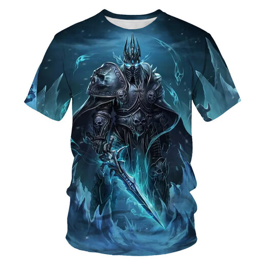 
Han Feinu World of Warcraft Clothes Summer Quick-drying Breathable Lich King Digital Print Men's Round Neck Short 5X SLX691 XXS