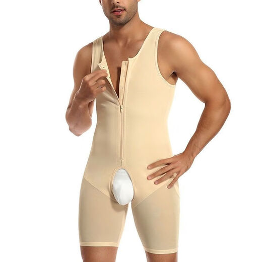 Banfishi Slimming Tummy Control Bodysuit Men's Tummy Controlling Underwear Shaping Garment Tight-fitting Body Shaping Garment After Liposuction Postoperative Shapewear Corset Waist Styling Forced Pressure No need to take off for defecation Black zipper front and rear opening model