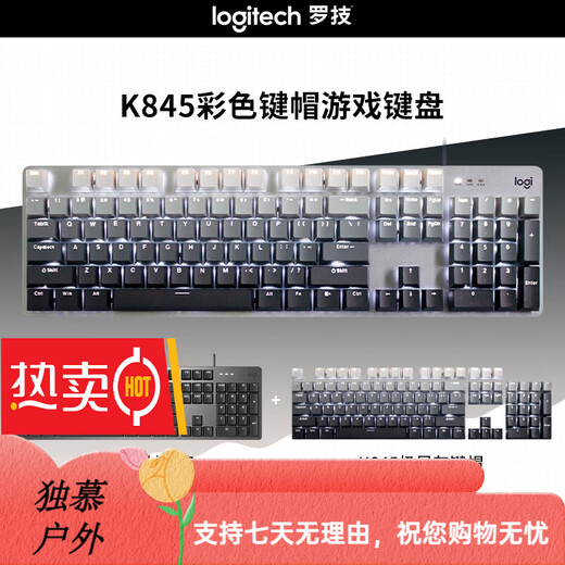 罗技（Logitech）K845机械键盘 有线键盘 办公电脑打字键盘  电竞游戏发光全尺寸个 罗技K845青轴昼夜粉