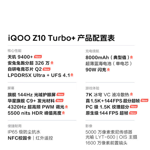 Vivo iQOOZ10 Turbo + national subsidy mobile phone 5G Dimensity 9400 + self-developed e-sports chip 8000mAh ultra-thin blue ocean large battery game Yunhai White 16GB + 512GB official standard Sufa